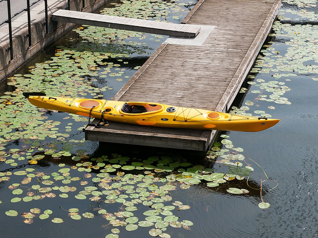 Kayak on dock Kayak waiting to launch