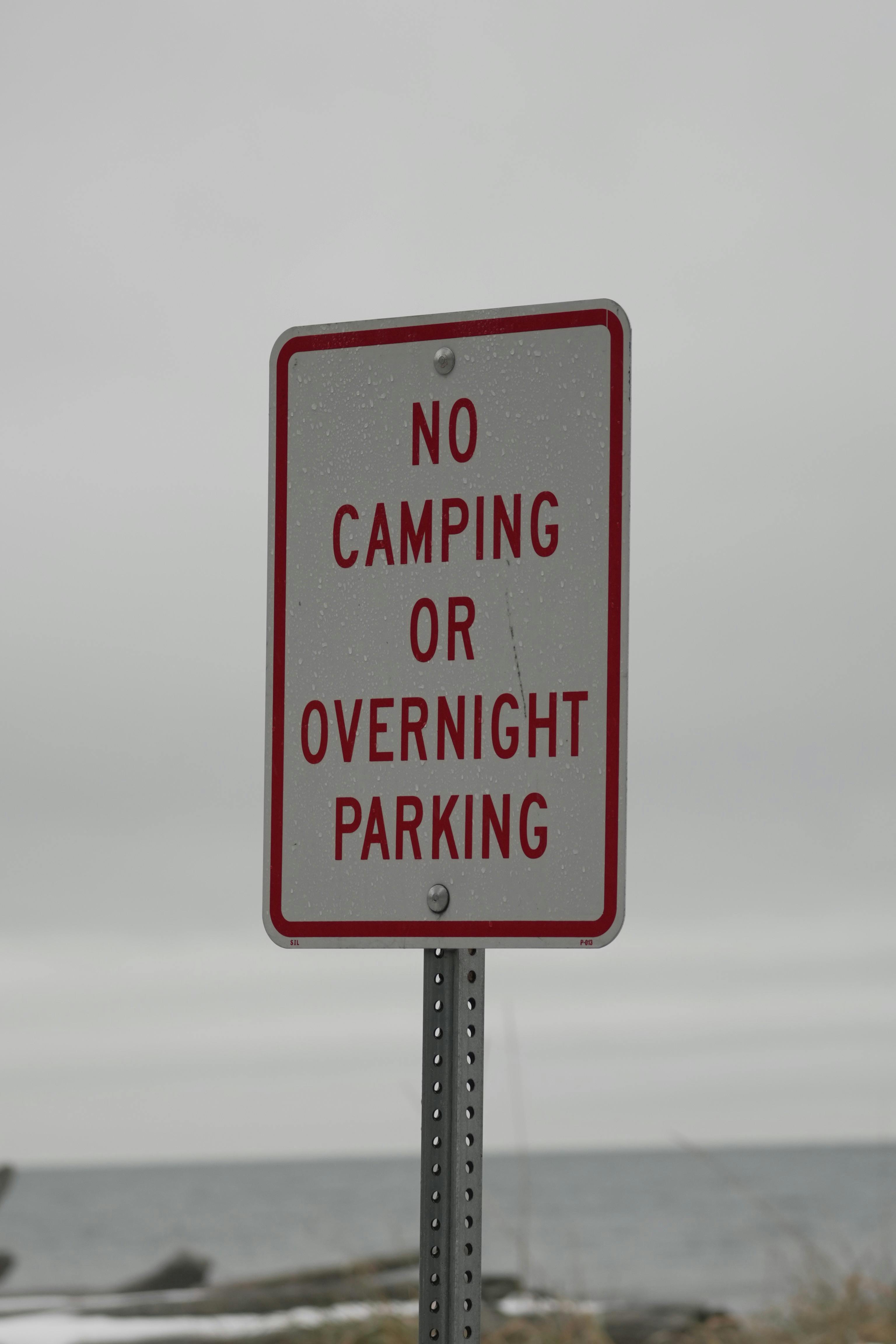 Choose another lake if you're looking to camp. No camping sign